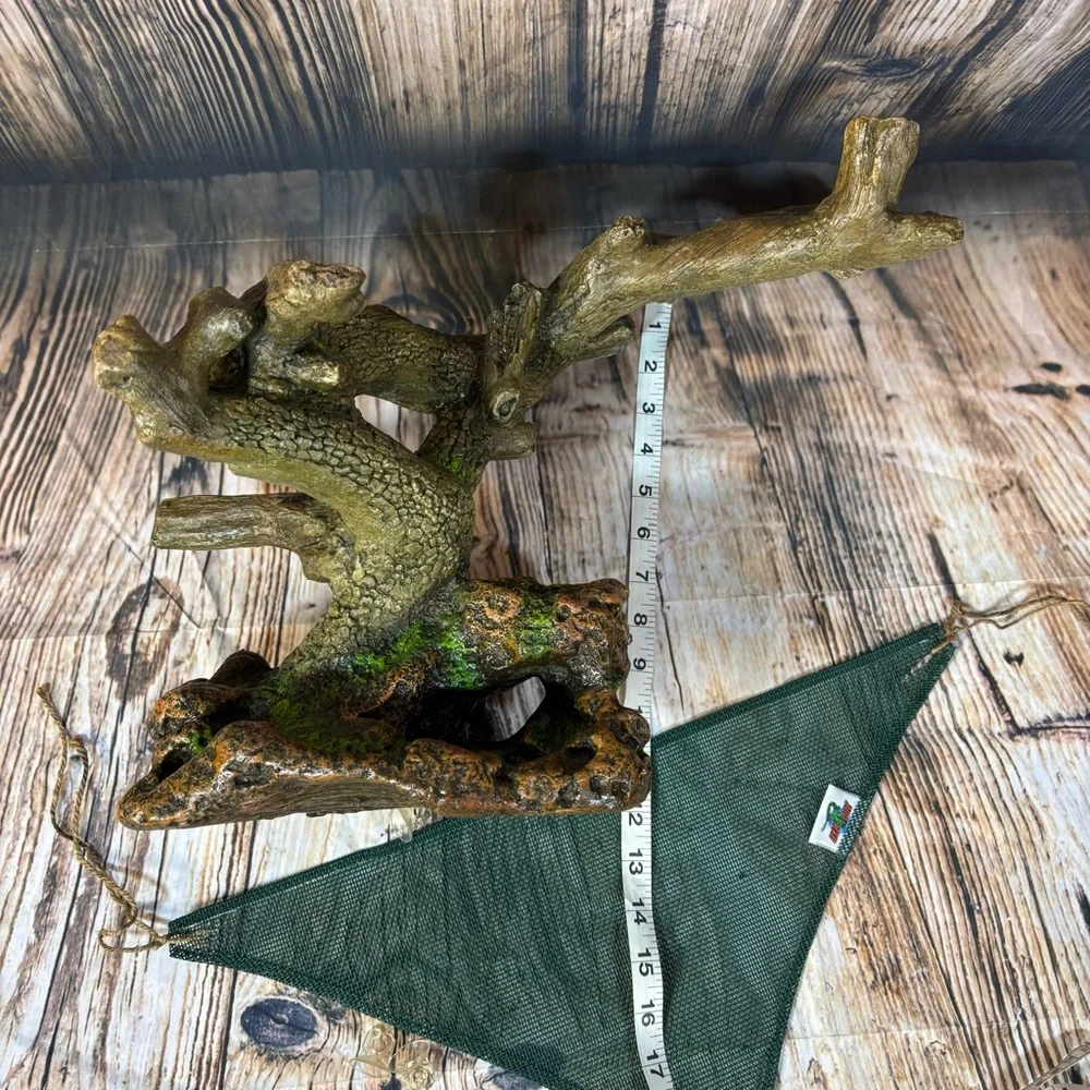 Reptile Aquarium Decor Tree & Hammock Habitat Hideout Resin Moss Bearded Dragon
